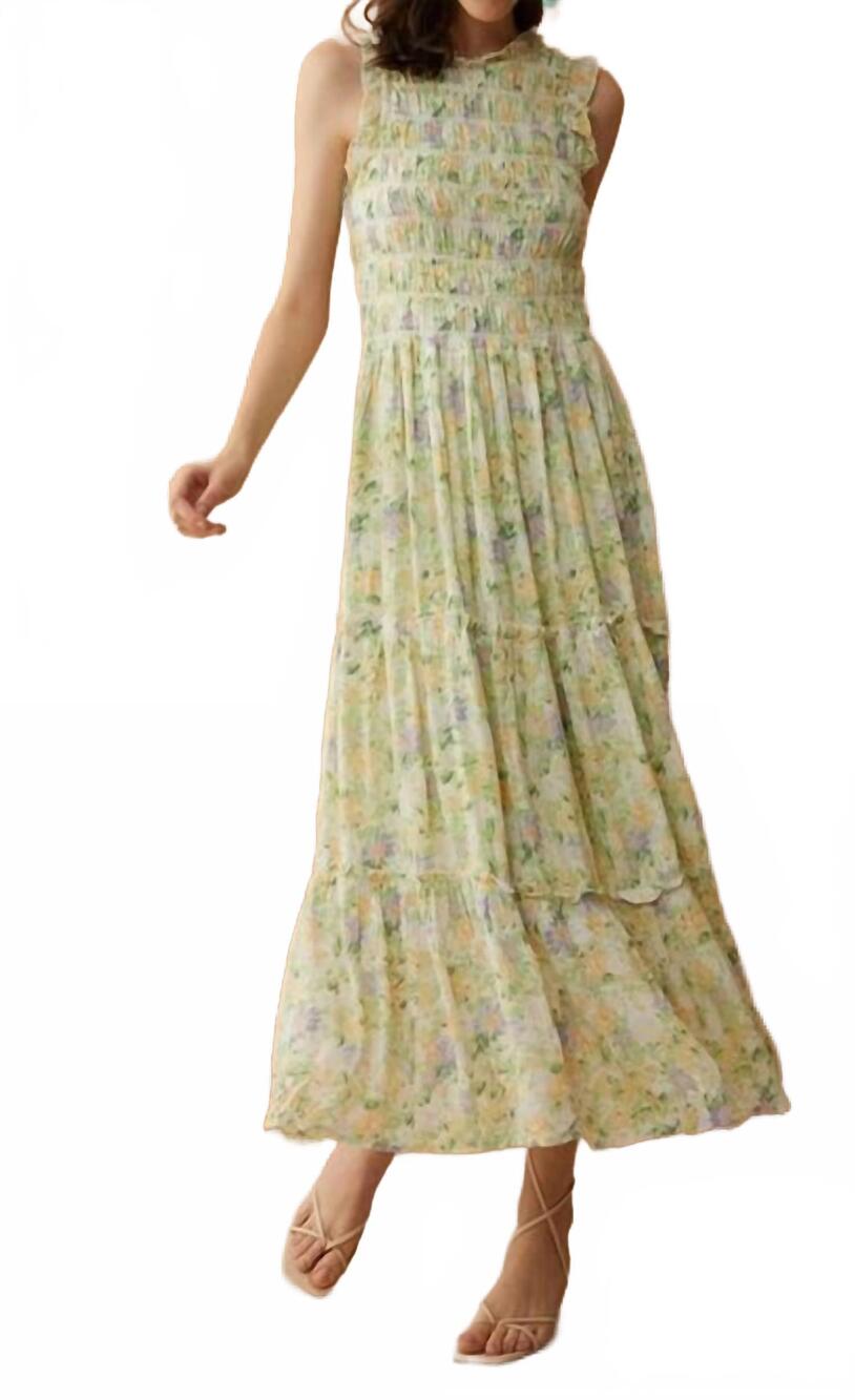 NEW MYRA darling floral ruffled maxi dress in yellow